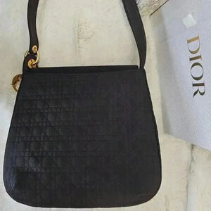 Dior Dark Brown Cannage Nylon Shoulder  Bag
